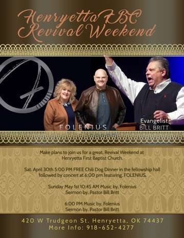 Event Henryetta First Baptist Church Concert and Revival