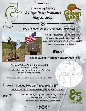 Event Indiana DU Greenwing Legacy and Major Donor Cedar Swamp Dedication