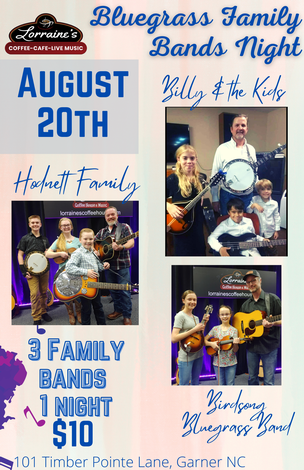 Event Family Bluegrass Band Night, $10 Cover Multiple Bands, lots of fun!