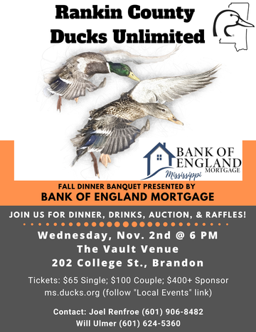 Event Rankin County Dinner presented by Ben Walker with Bank of England Mortgage- Flowood