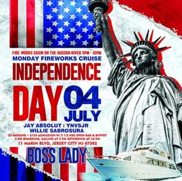 Event Monday Independence Day Fireworks Cruise At Boss Lady