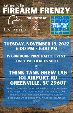 Event Greenville Ducks Unlimited Firearm Frenzy at Think Tank Brew Lab