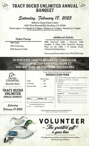 Event Tracy Ducks Unlimited Annual Banquet