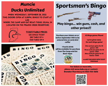 Event Muncie Ducks Unlimited Sportsman's Bingo