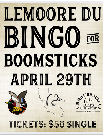 Event Lemoore DU Bingo for Boomsticks
