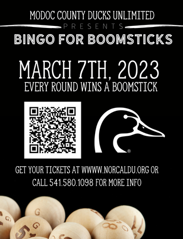 Event Bingo for Boomsticks in Modoc County