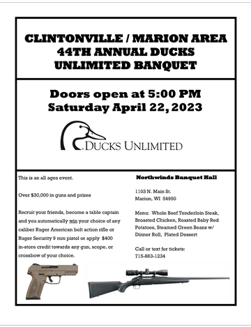Event Clintonville 44th Annual Ducks Unlimited Banquet