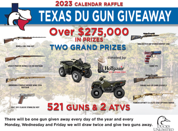 2023 Texas DU Gun Giveaway Calendars-West: Wed, Dec 7, 2022