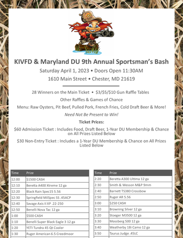 Event Maryland DU & KIVFD Annual Sportsman's Bash