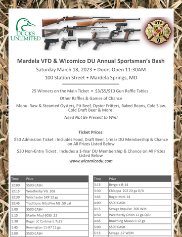 Event Wicomico County DU & Mardela Springs VFD Annual Sportsman's Bash