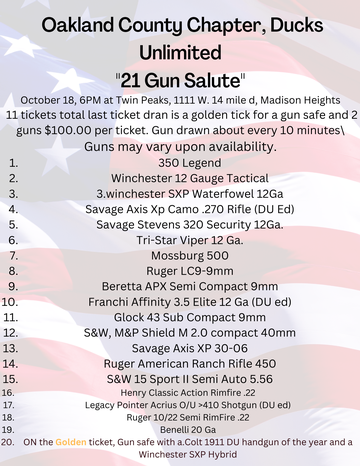 Event Ducks Unlimited Oakland Chapter presents  a "21 Gun Salute"