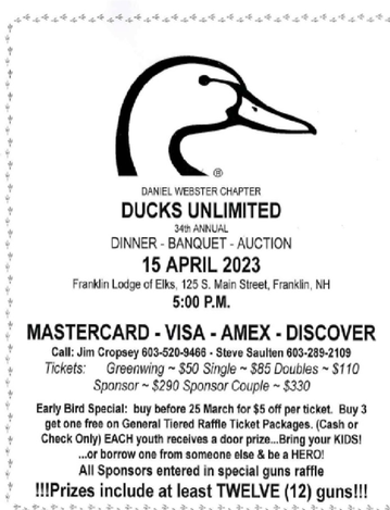 Event Daniel Webster Ducks Unlimited Annual Dinner