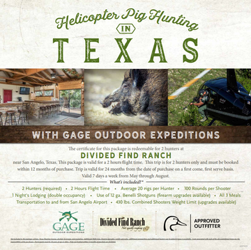 Event Win a Texas Helicopter Pig Hunt for Two! Drawing Sept. 13th!