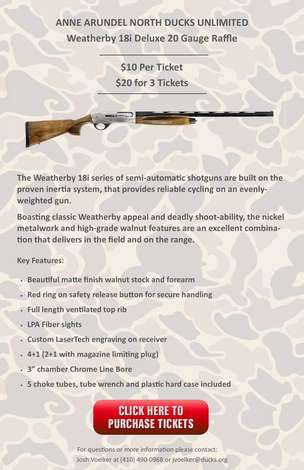 Event Weatherby 18i Deluxe 20 Gauge Raffle hosted by Anne Arundel North DU