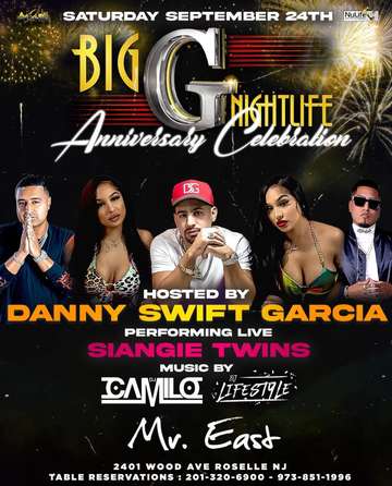 Event Latin Vibe Saturdays Big G Nightlife Anniversary Siangie Twins Live With DJ Camilo At Mister East