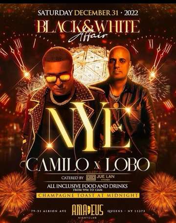 Event NYE 2023 Black & White Affair DJ Camilo Live At Amadeus Nightclub