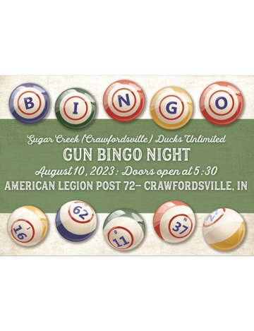 Event Sugar Creek (Crawfordsville) Ducks Unlimited Gun Bingo