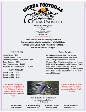 Event Sierra Foothills Ducks Unlimited Annual Banquet