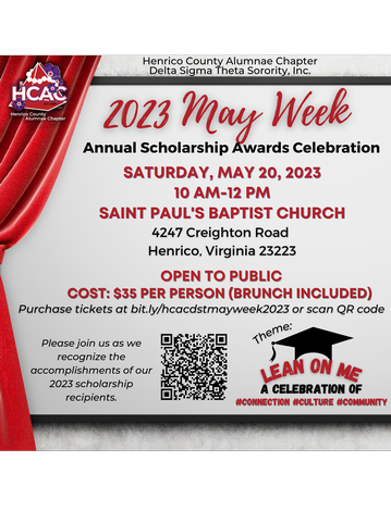 Event Henrico County Alumnae Chapter of Delta Sigma Theta,  Inc. Presents "2023 May Week" Annual Scholarship Awards Celebration Brunch