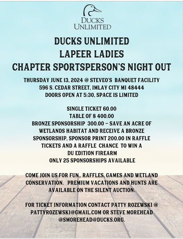 Event Ducks Unlimited, Lapeer Ladies Chapter, Sportspersons Night Out 