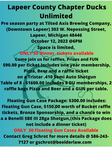 Event Lapeer Chapter, DU Sportsman Night out