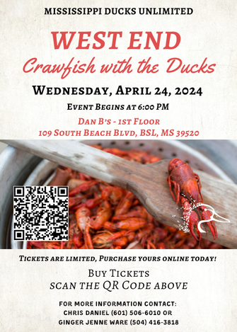 Event West End's  Annual "Crawfish with the Ducks"- Bay St. Louis