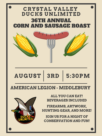 Event 36th Annual Crystal Valley Ducks Unlimited Corn and Sausage Roast (Middlebury, IN)