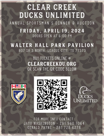 Event Clear Creek Ducks Unlimited Sportsman's Dinner & Auction (League City Area)
