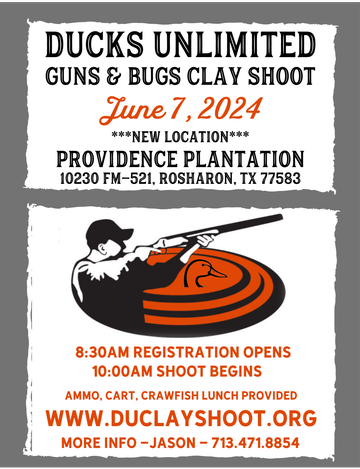 Event Ducks Unlimited Guns & Bugs Clay Shoot (Houston Area)