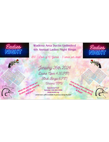 Event Wadena Area DU Ladies Night Bingo (NYM)