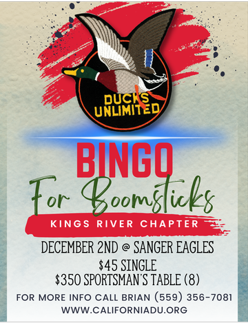 Event Kings River (Reedley) Bingo for Boomsticks