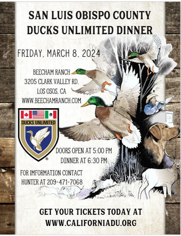 Event San Luis Obispo Co Ducks Unlimited Dinner