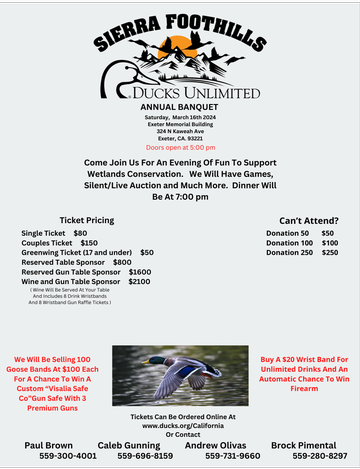 Event Sierra Foothills Ducks Unlimited Annual Dinner 