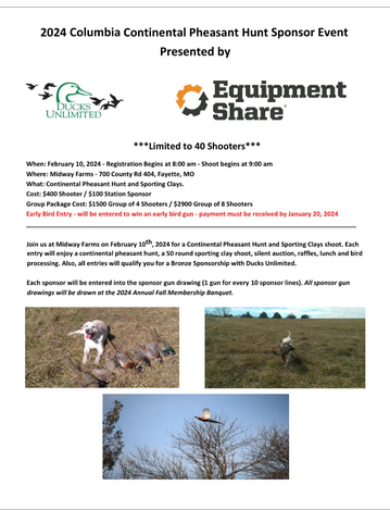 Event Columbia Continental Pheasant Hunt Sponsor Event