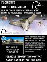 Florence Ducks Unlimited Annual Fall Banquet: Fri, Oct 20, 2023