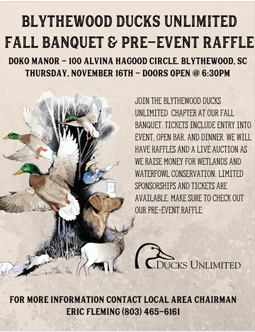 Event Blythewood Ducks Unlimited Fall Banquet & Pre-Event Raffle