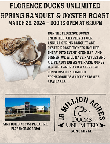Event Florence Ducks Unlimited Annual Oyster Roast & Banquet 2024