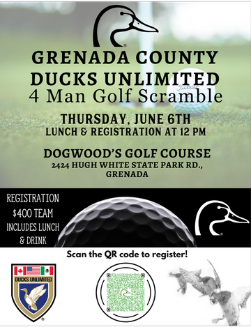 Event Grenada County Ducks Unlimited 2nd Annual Golf Scramble