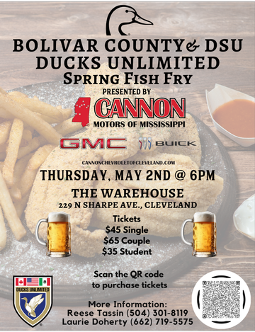 Event Bolivar County & DSU Ducks Unlimited Spring Fish Fry presented by Cannon Motors of MS