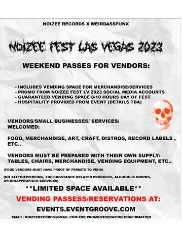 Event WEEKEND PASS FOR VENDORS: NOIZEE FEST LAS VEGAS 2023 09/22-09/23