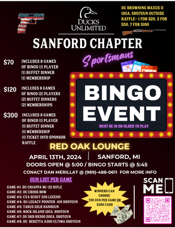 Event Sanford Chapter Sportsmans Bingo Event