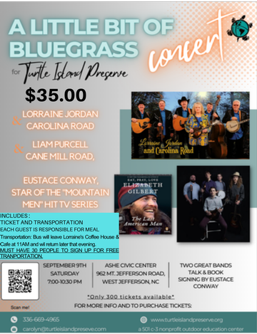 Event BUS RIDE & TICKET TO "A Little Bit of Bluegrass" Concert to benefit Turtle Island Preserve