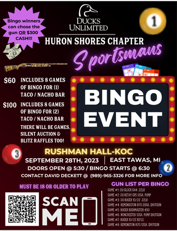 Event Huron Shores Chapter Sportman's Bingo