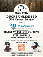 Canton Ducks Unlimited Fall Dinner Banquet: Thu, Dec 7, 2023