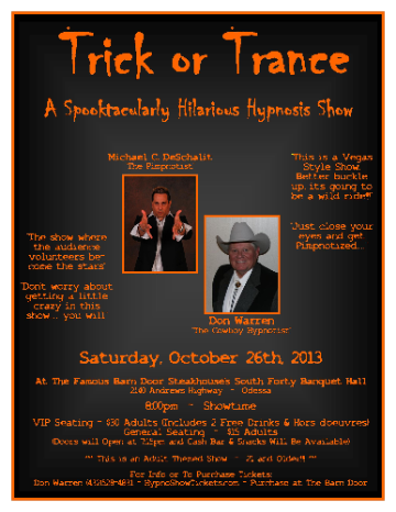 Event Trick or Trance Comedy Hypnosis Show
