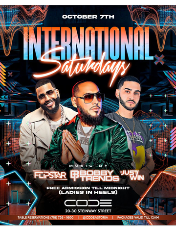 Event International Saturdays Columbus Day Weekend DJ Bobby Trends Live At Code Astoria