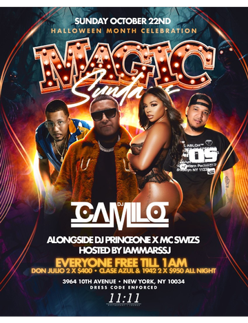 Event Magic Sundays Halloween Month DJ Camilo Live At 11:11 Lounge