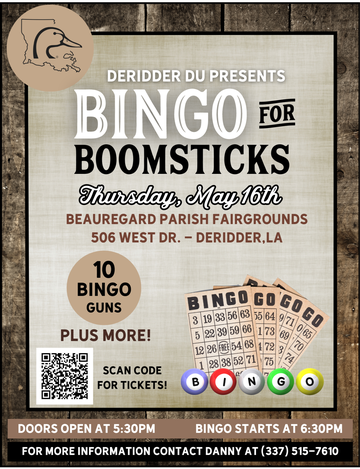 Event DeRidder Bingo for Boomsticks