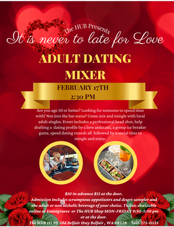 Event It is Never Too Late for Love Adult Dating Mixer 