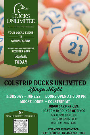 Event Colstrip Ducks Unlimited Bingo Night
